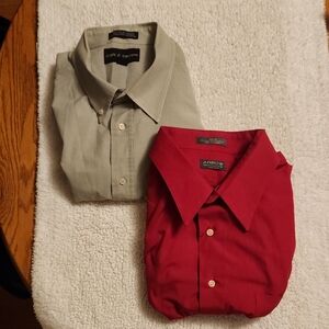 Set Of 2.  Short Sleeve Arrow Red and Gray Men's Dress Shirts
